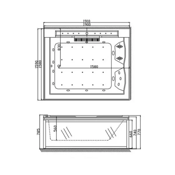 Двомісна гідромасажна ванна Golston G-U2607R правостороння, 1910x1590x770 - Зображення 4