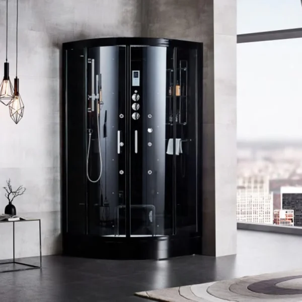 Гідромасажний паровий бокс GOLSTON G-U695 чорний 800х800х2230 мм