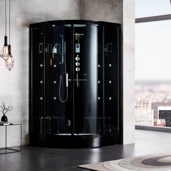 Гідромасажний паровий бокс GOLSTON G-U696 чорний 1150х1150х2230 мм